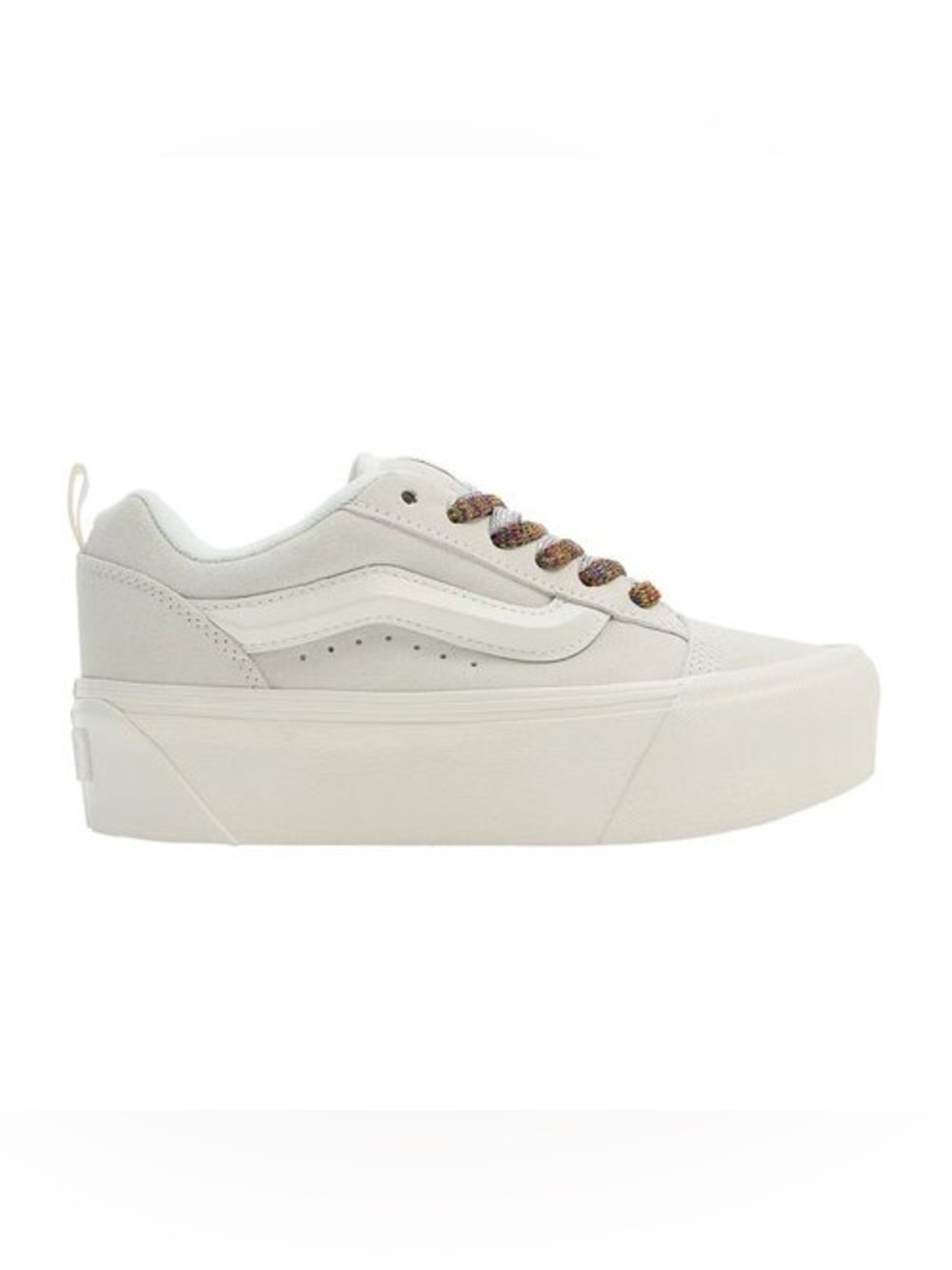 [BRAND NEW] VANS KNU STACK WHITE MULTI-COLOR LACES WOMENS CASUAL PLATFORM SHOES